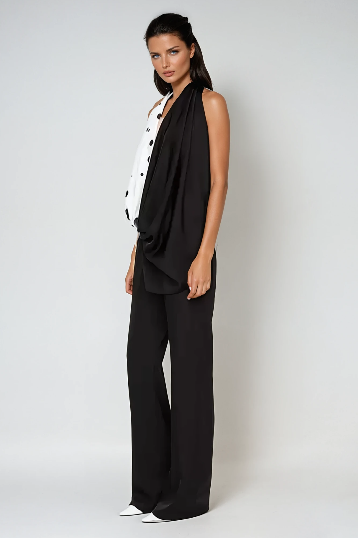 Zahira Dot Deconstruct Halter Neck Top