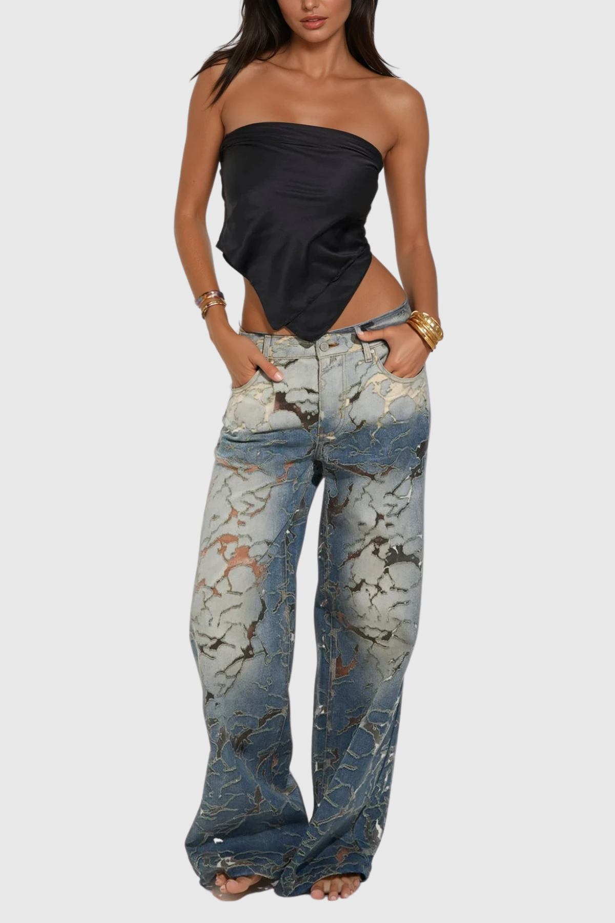 Zaida Deconstructed Cutout Jeans