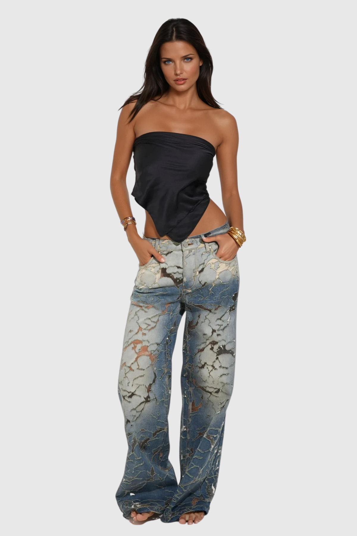 Zaida Deconstructed Cutout Jeans