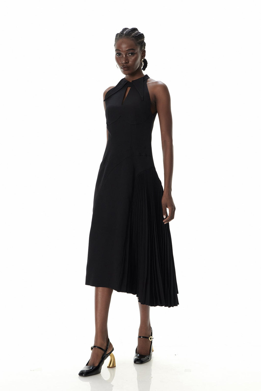 Zion Sleeveless Ruch Deconstruct  Maxi Dress In Black