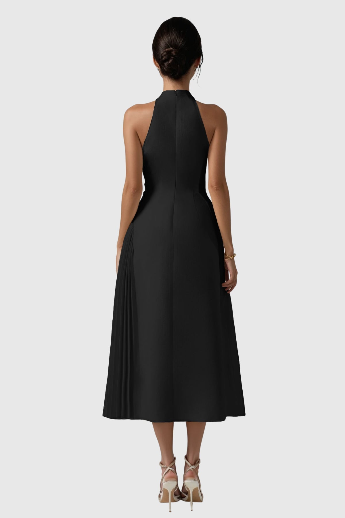 Zion Sleeveless Ruch Deconstruct  Maxi Dress In Black