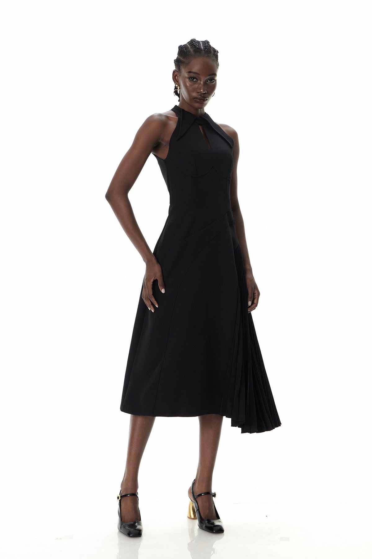 Zion Sleeveless Ruch Deconstruct  Maxi Dress In Black