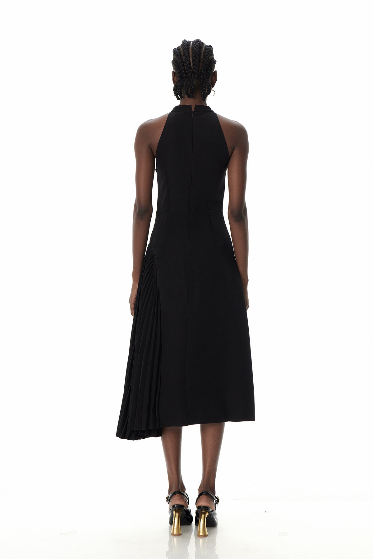 Zion Sleeveless Ruch Deconstruct  Maxi Dress In Black