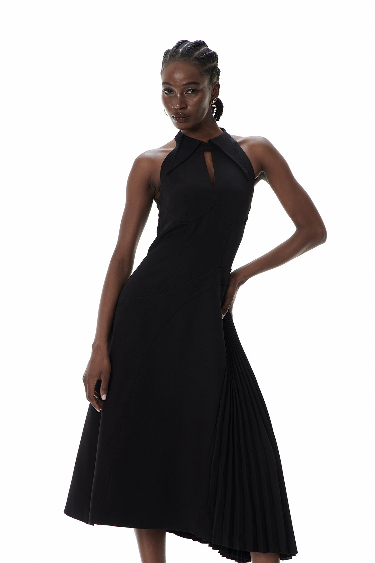 Zion Sleeveless Ruch Deconstruct  Maxi Dress In Black