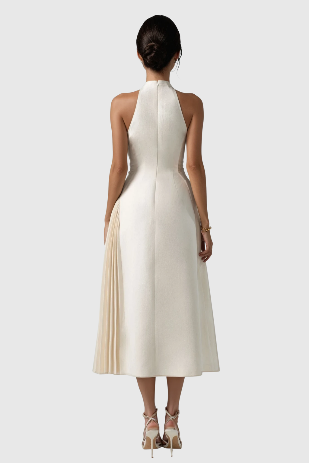 Zion Sleeveless Ruch Deconstruct  Maxi Dress In White