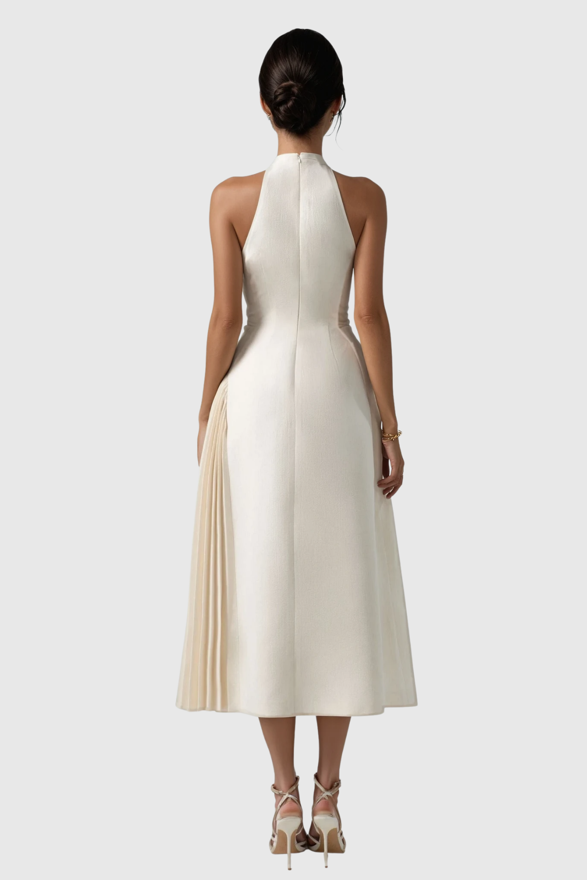 Zion Sleeveless Ruch Deconstruct  Maxi Dress In White