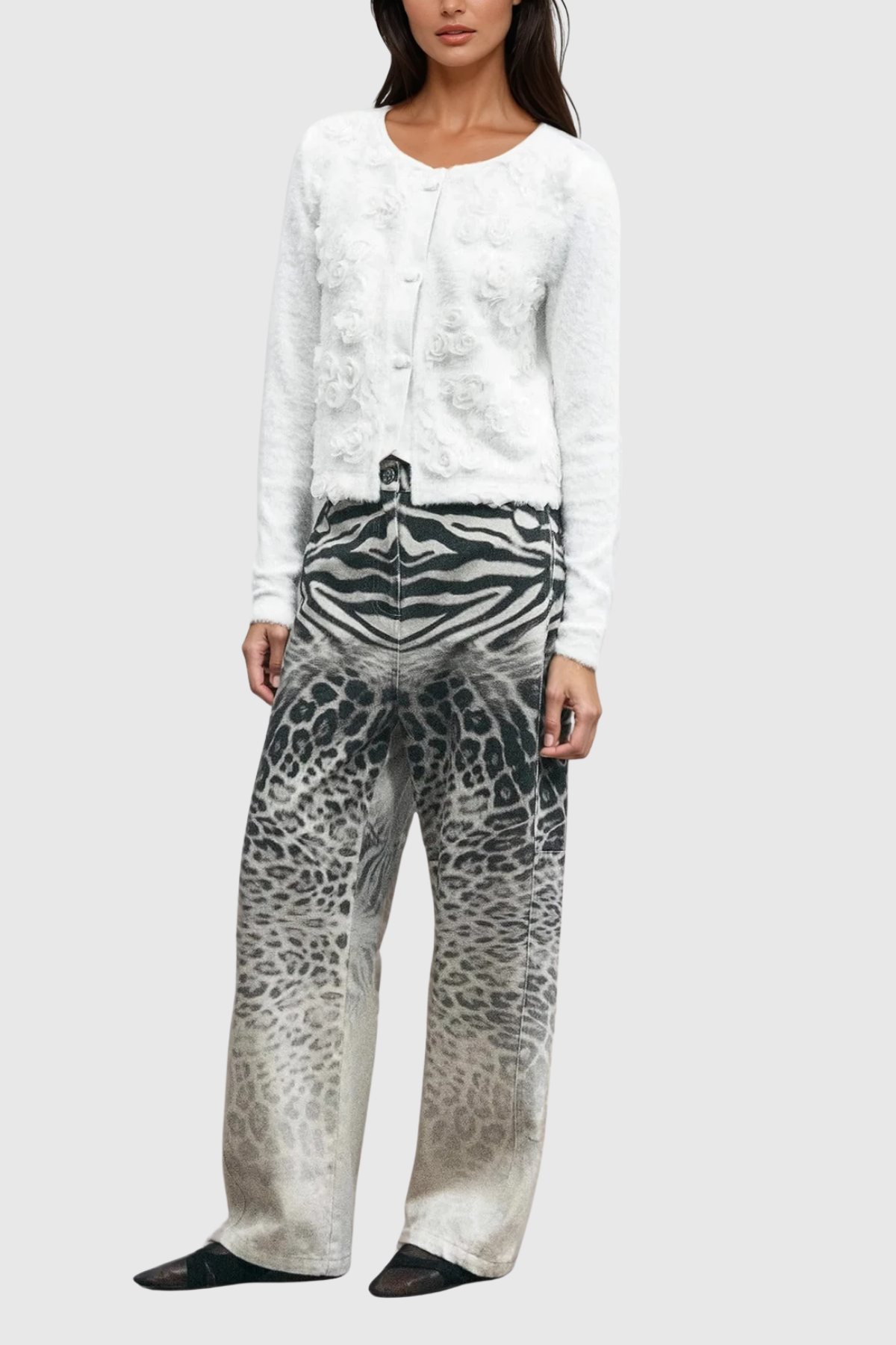 Zisel Leopard Straight Jeans