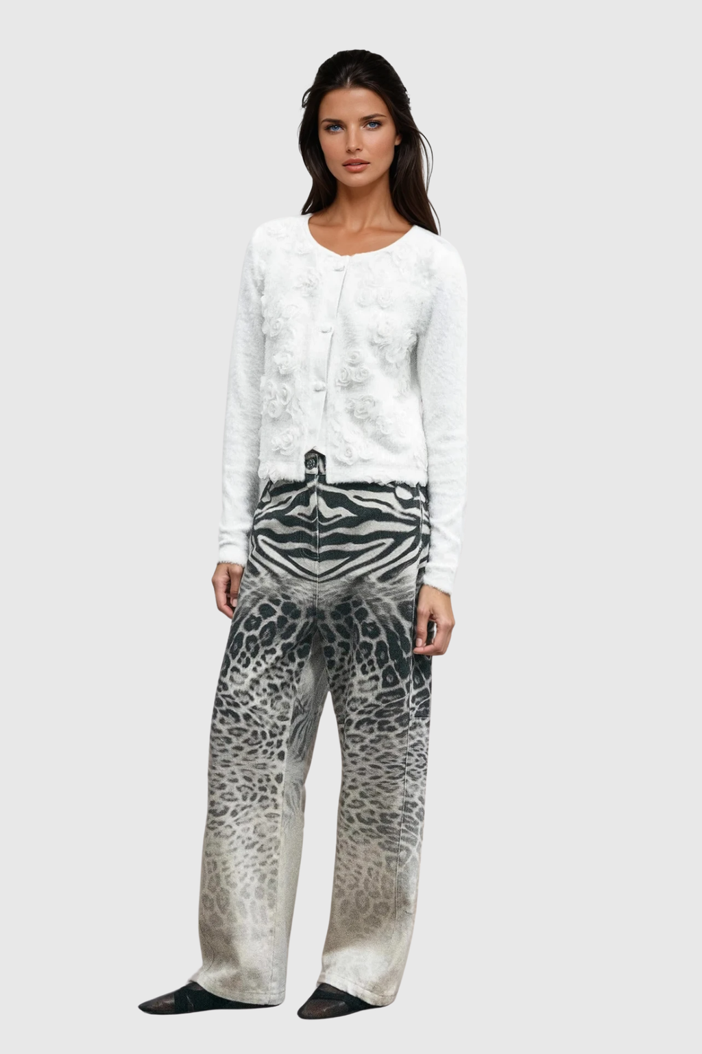 Zisel Leopard Straight Jeans