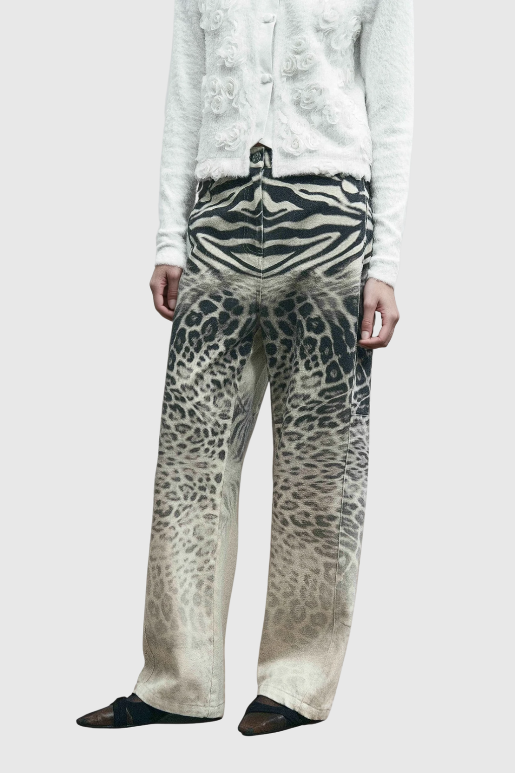Zisel Leopard Straight Jeans