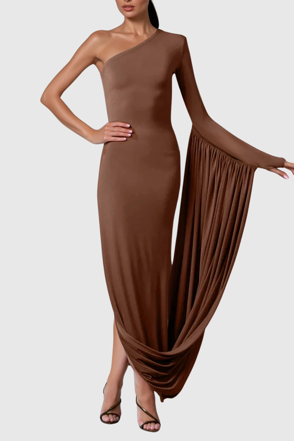 Zita One Shouder Ruch Maxi Dress
